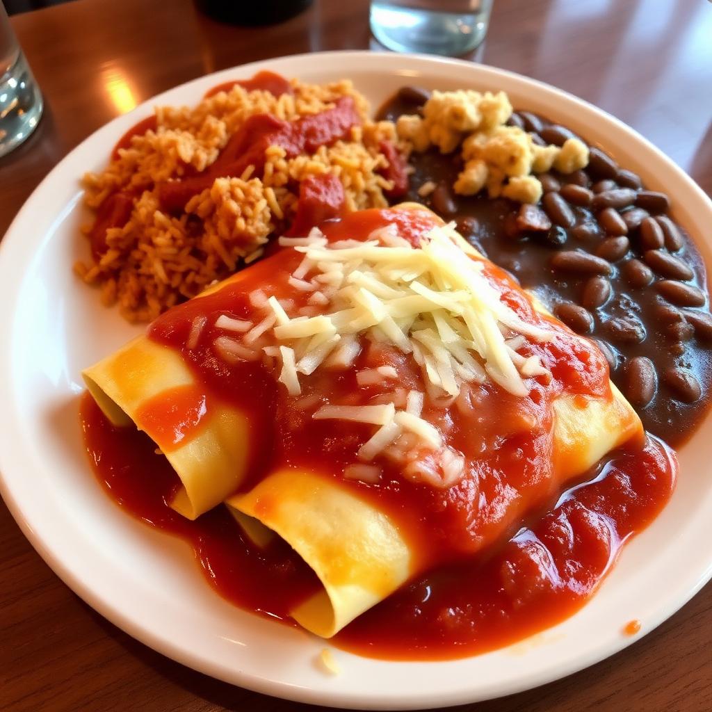 Enchiladas, Rice & Beans