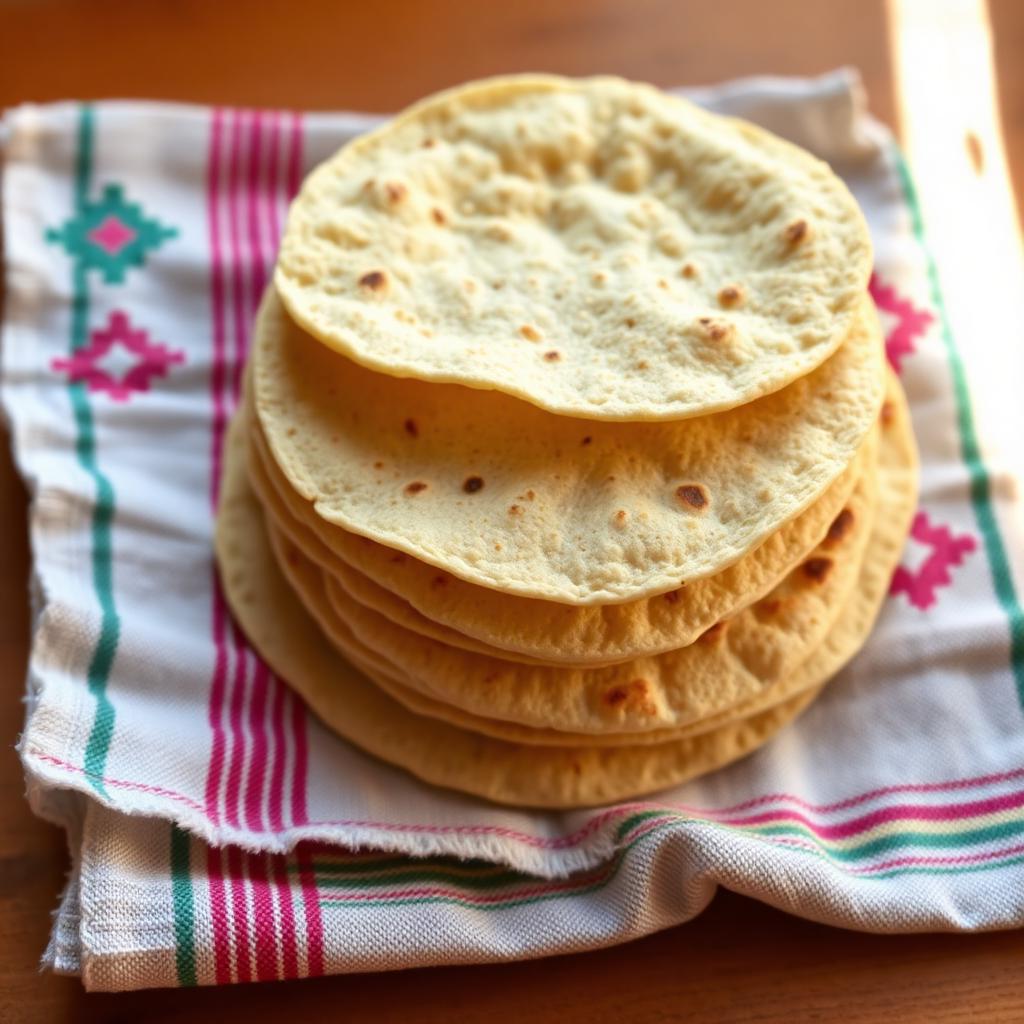 Stack of homemade corn tortillas